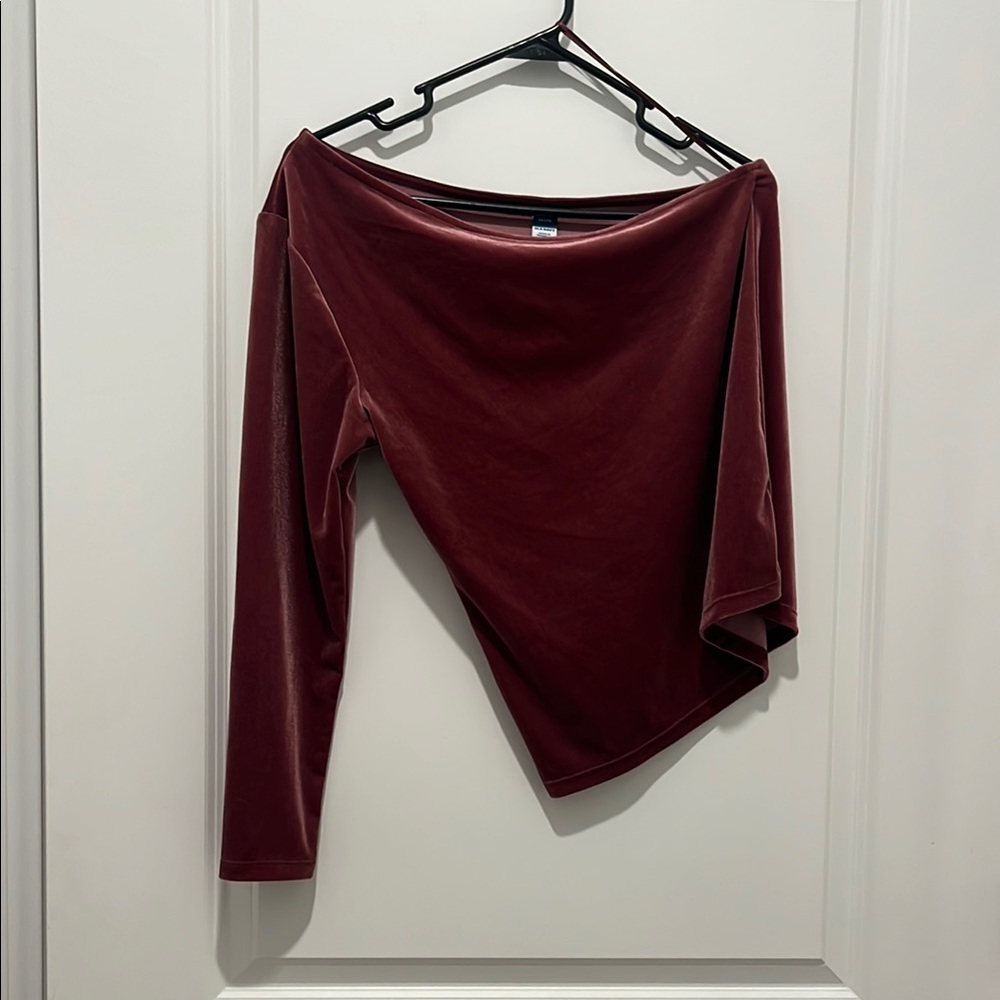 Old Navy Red Asymmetrical 3/4 Sleeve Top